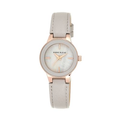 Ladies rose gold-tone and taupe leather strap watch ak/n2032rgtp